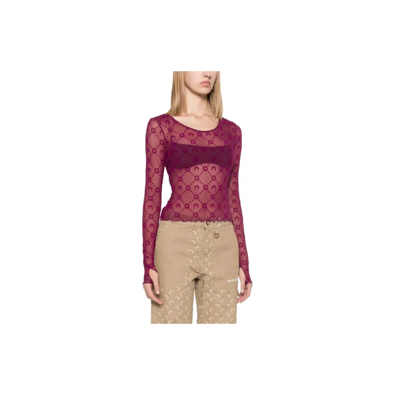 Marine Serre T Shirt Women's Cherry Pink-3