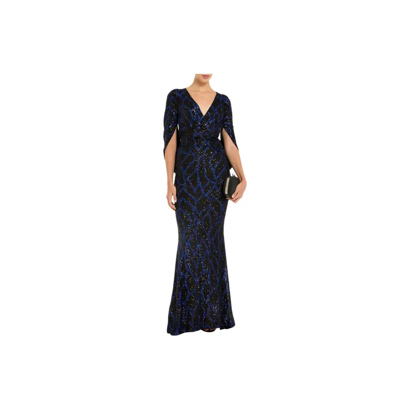 Talbot Runhof Shawl Design Sequinned Gown-2