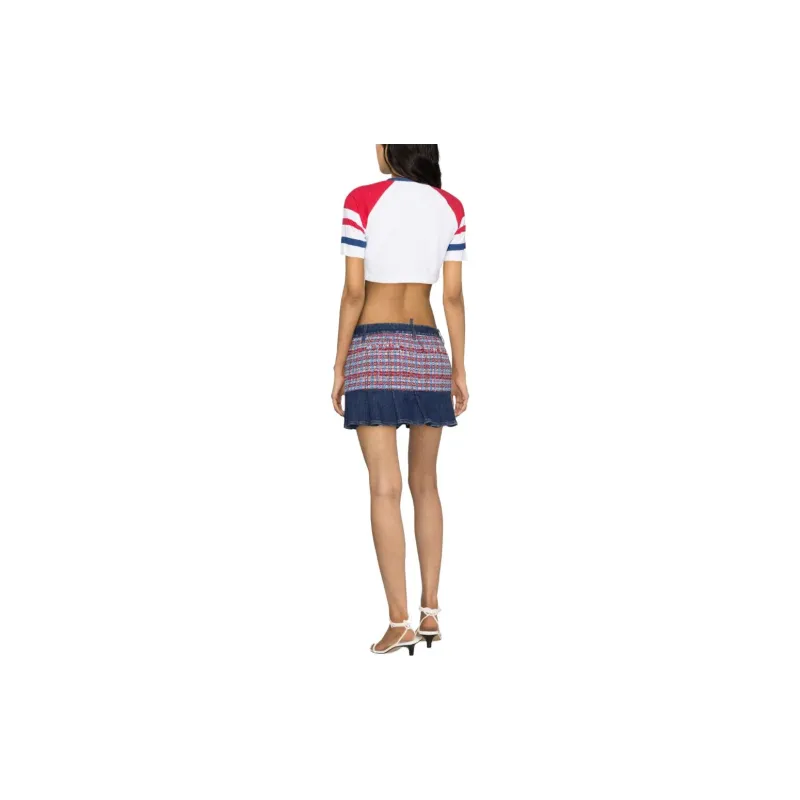 DSQUARED 2 Checked Low Rise Denim Skirt-2
