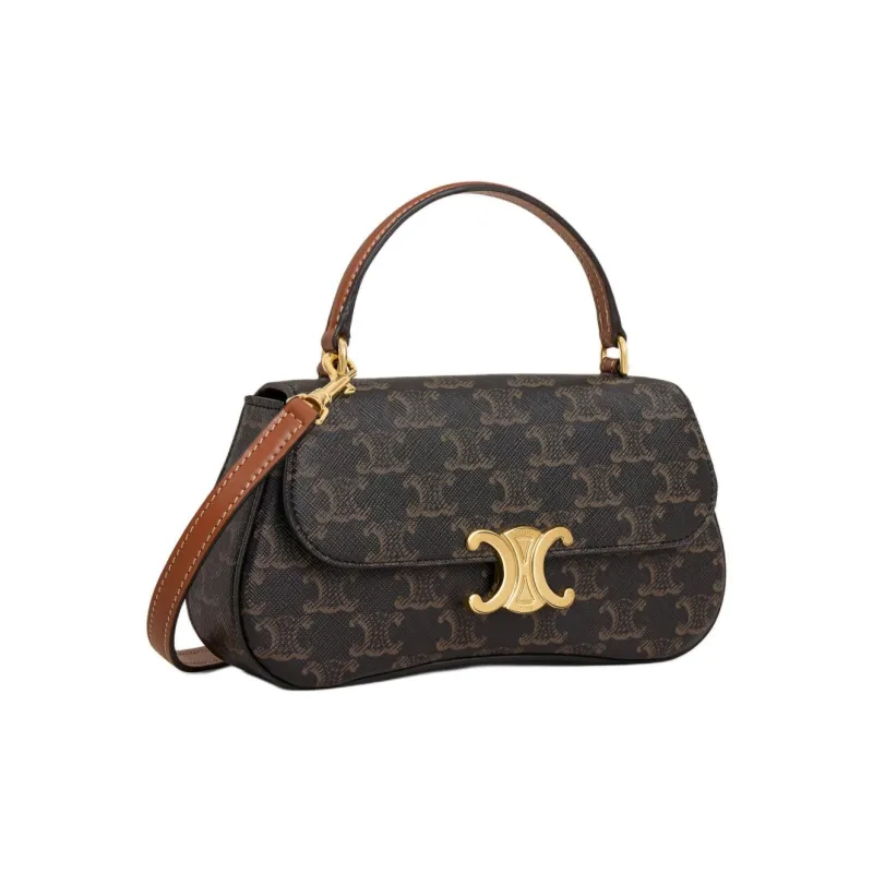 CELINE Logo Print Cow Leather Shoulder Bag, Crossbody Bag, Handbag Women's Tawny-1