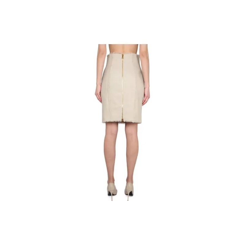 BALMAIN High Waist Button Detailed Midi Skirt-3