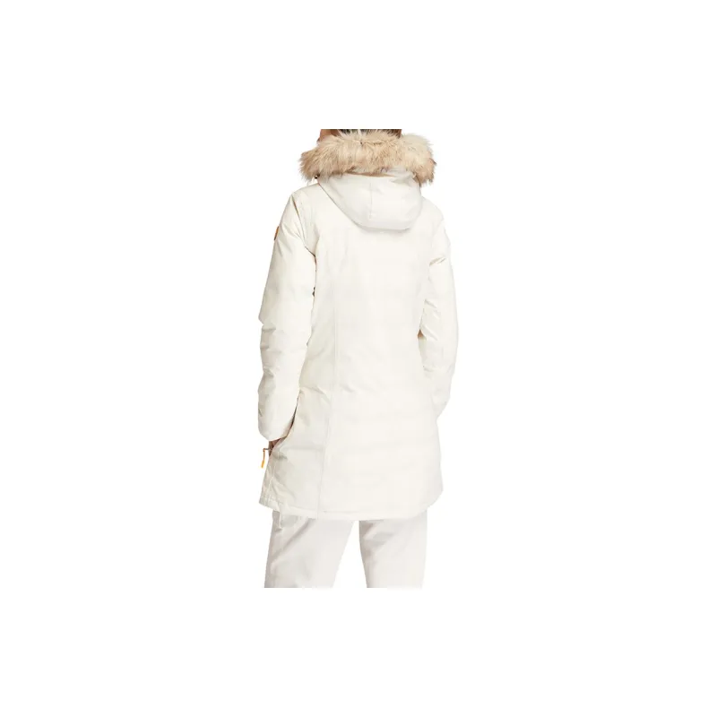 Timberland Letter Hooded Mid Length Puffer Jacket Women's White Sand-4