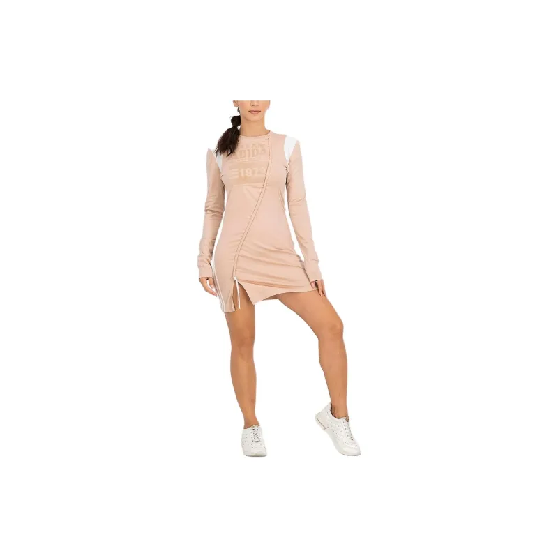 Adidas Long Sleeved Dresses Women's Gray Peach-3