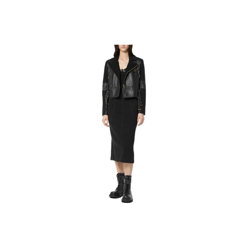 VERSACE JEANS COUTURE Bucked belts Denim Midi Dress-3
