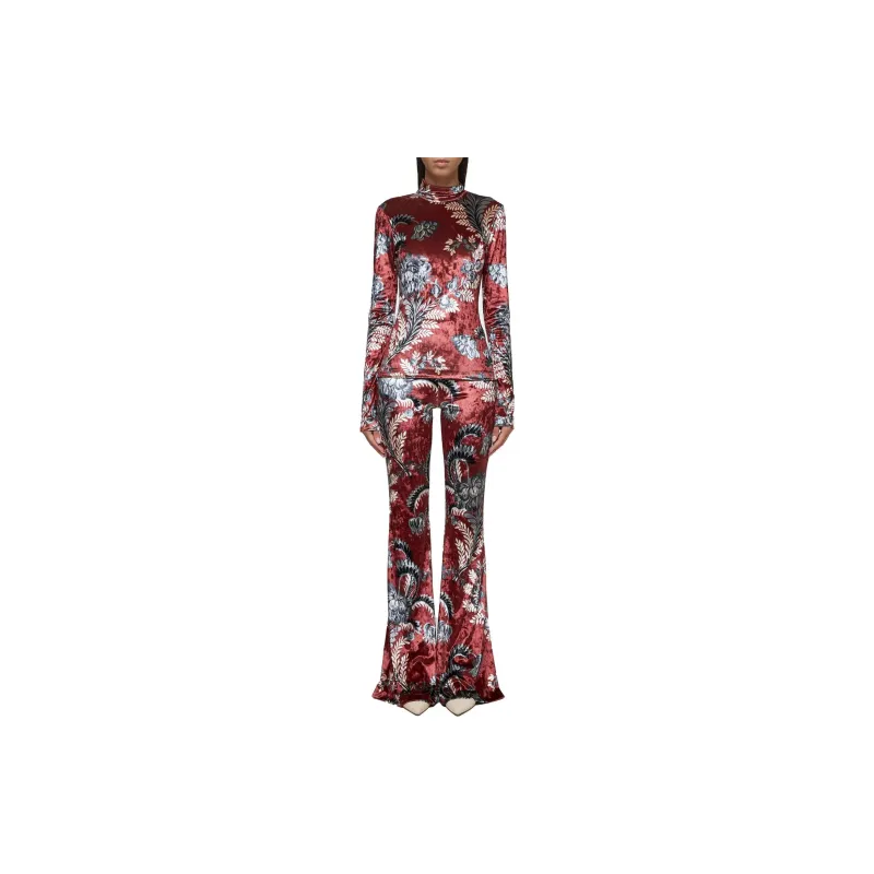 METROCITY Floral Printed Flared Trousers-1