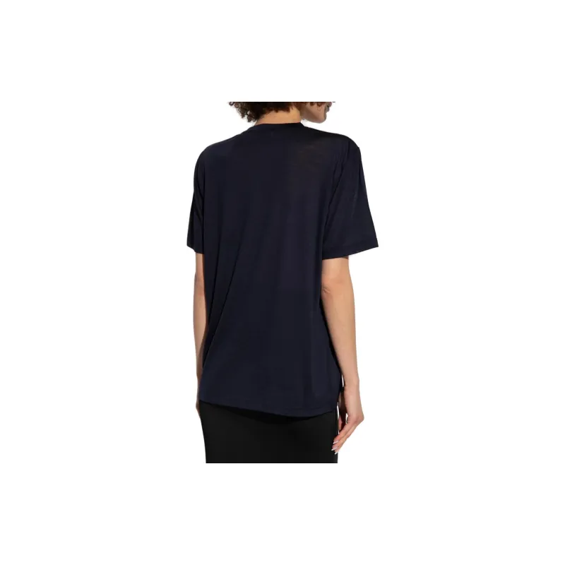 SAINT LAURENT Logo Embroidered Crewneck T-Shirt-3