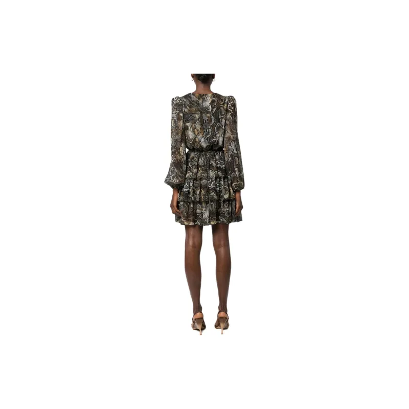 Just Cavalli Printed Ruffled Trim Tiered Mini Dress-3