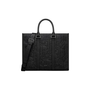 DIOR Cow Leather Shoulder Bag Crossbody Bag Handbag Medium Size Men's Black