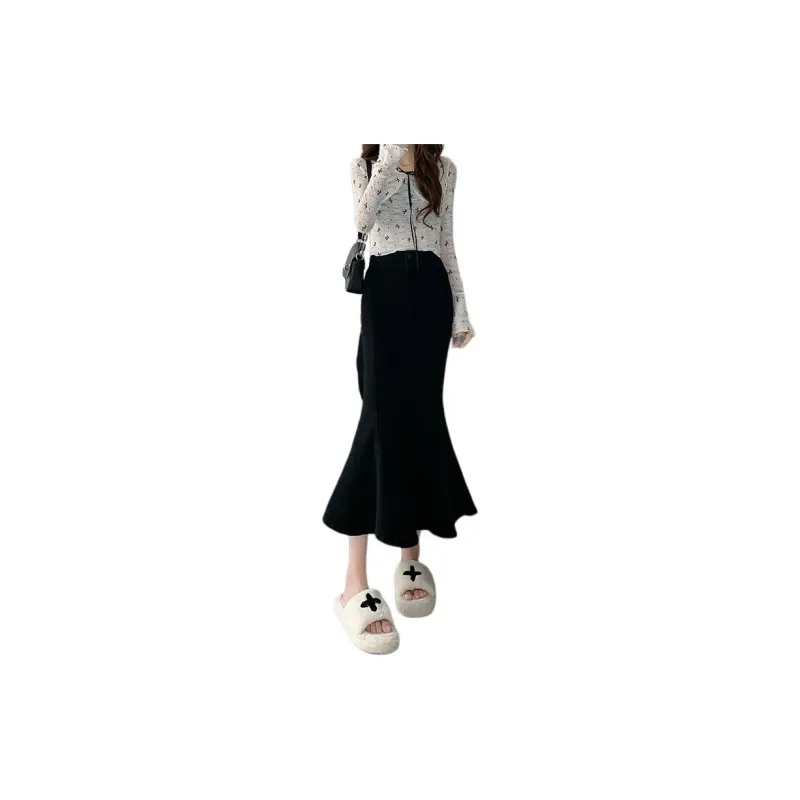 Concubine Zhu Denim Long Skirt Women's Black-7