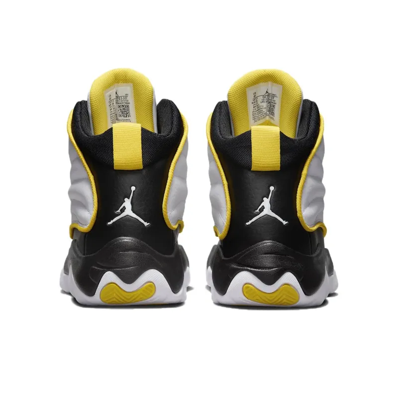 Jordan Pro Strong Cushioning Slip Resistant High Top Children's Basketball Shoes Teenagers Black White Yellow-3