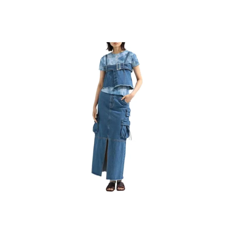 Beams Denim Long Skirts Women's-5