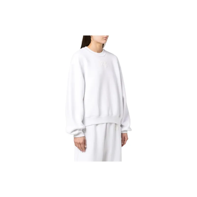 T By Alexander Wang Essential Terry Crew Puff Paint Sweatshirt White-3