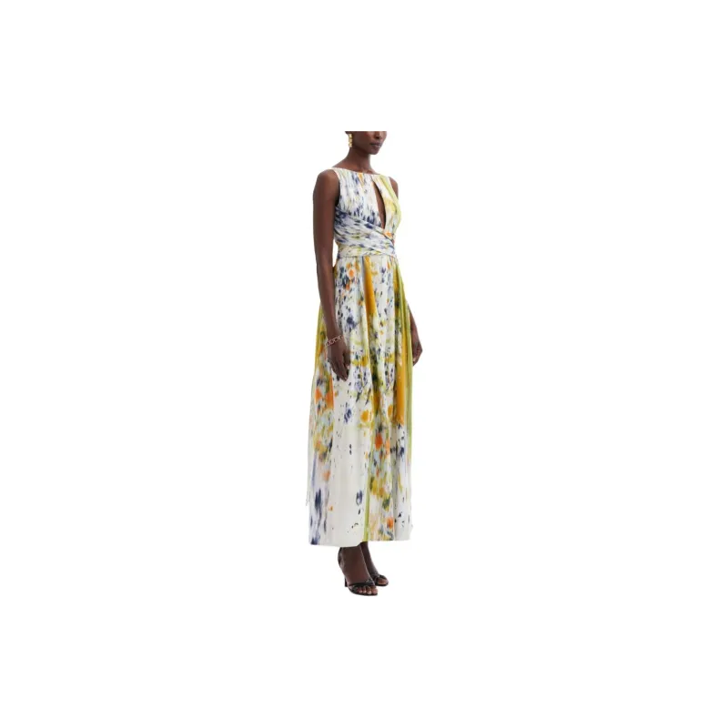 Oscar De La Renta Abstract Brushstroke-print Midi Dress-3