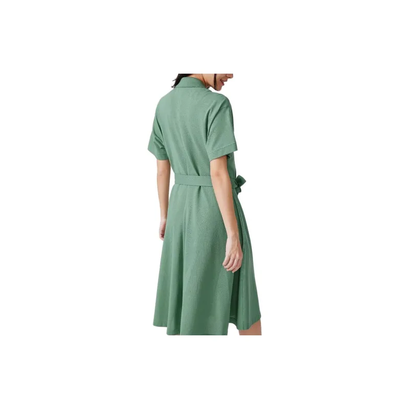 LACOSTE Short Sleeved Dress Women's Tree Green-3