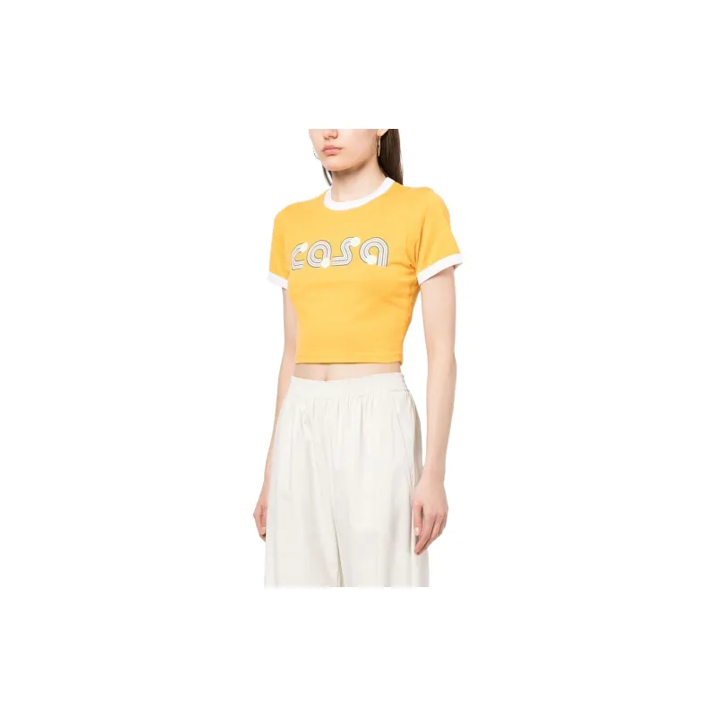 CASABLANCA Jeu De Tennis Baby Ringer T Shirt 'Yellow'-3