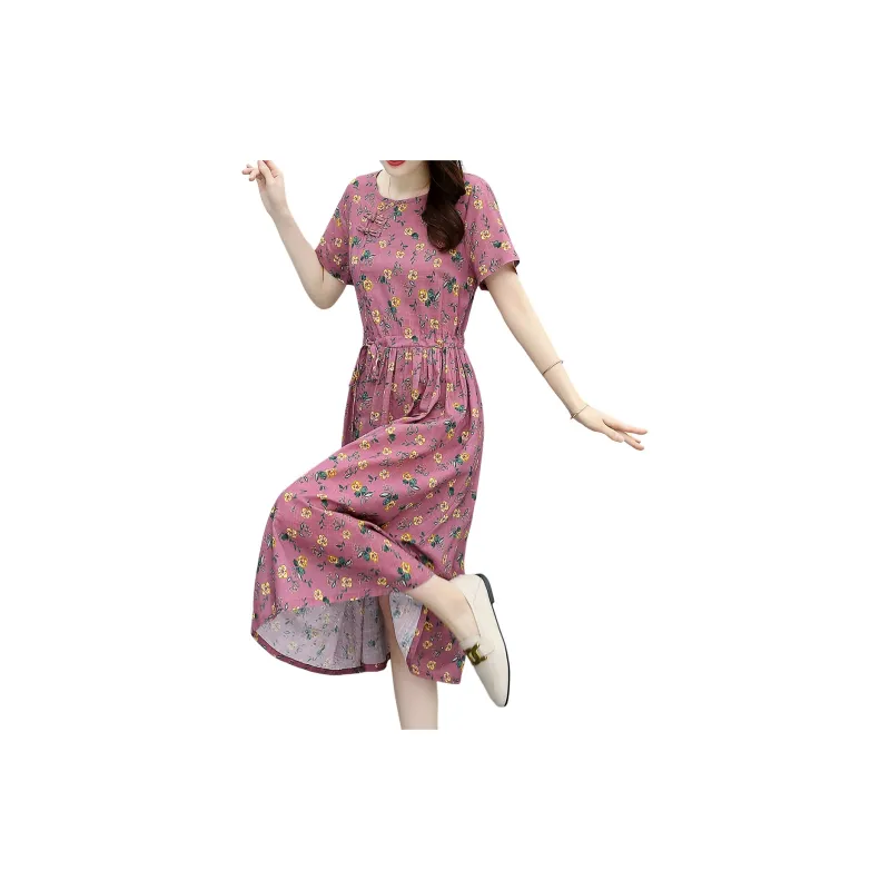 H YXIANG Short Sleeved Dresses Women's-7