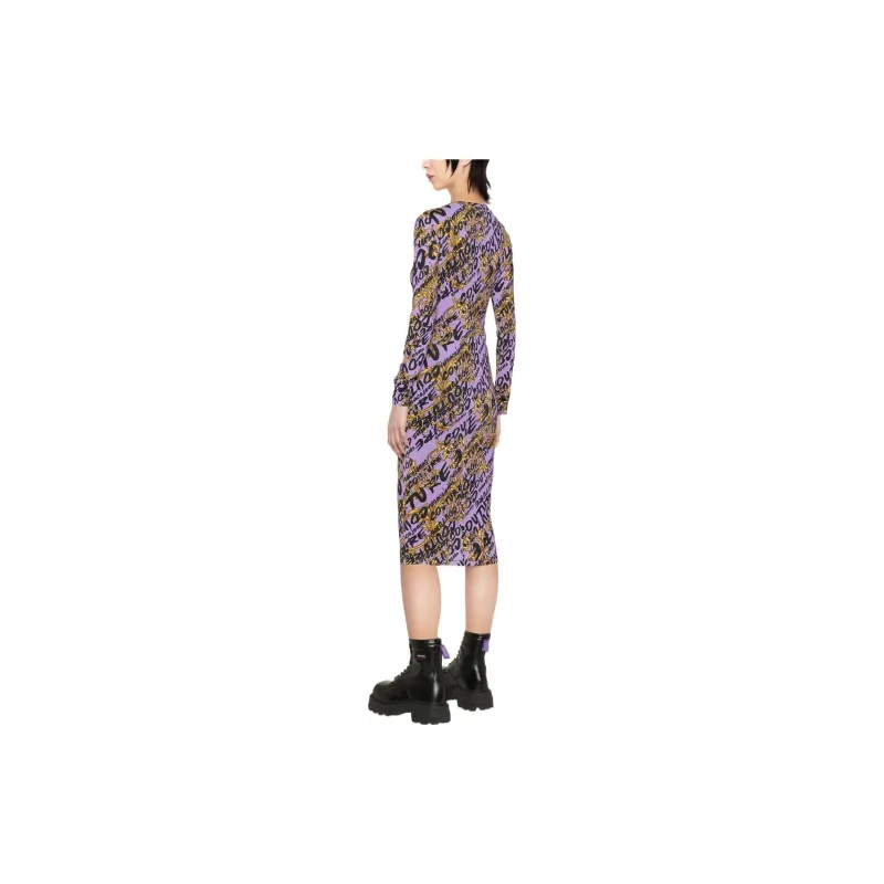 VERSACE Barocco Logo print Midi Dress-3