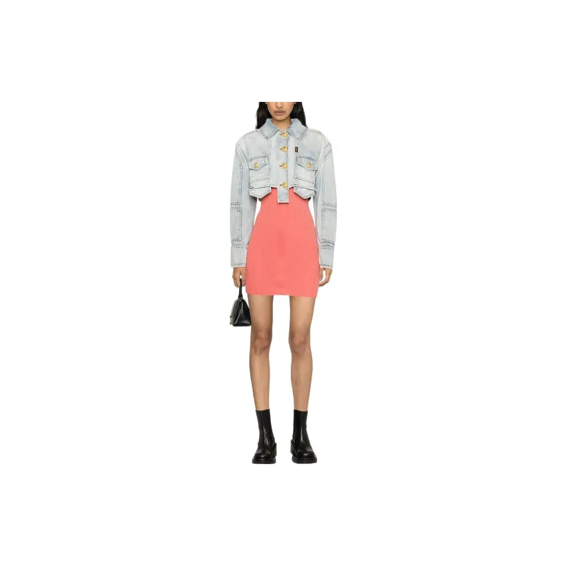 BALMAIN Denim Cropped Jacket 'Vintage Blue'-1
