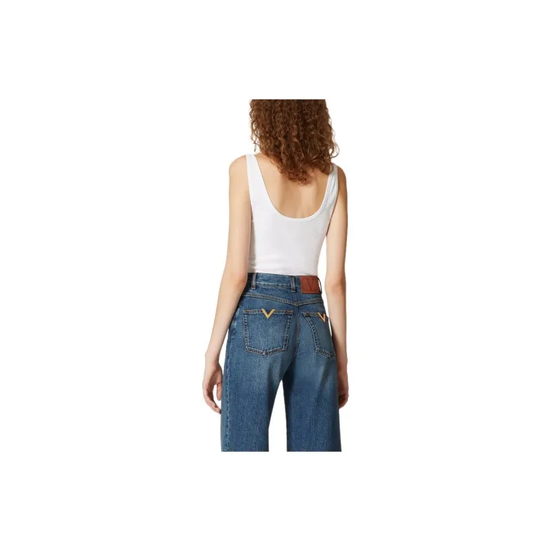 Valentino VGold Ribbed Sleeveless Tank Top-2