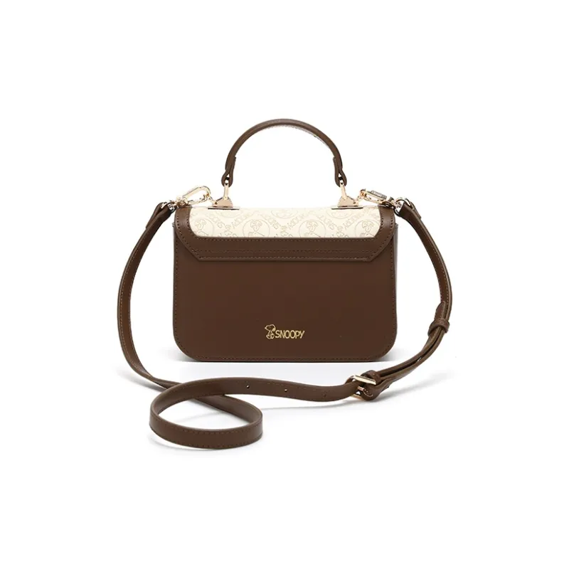 SNOOPY PU Crossbody Handbag Regular Women's Dark Brown & Ecru-4