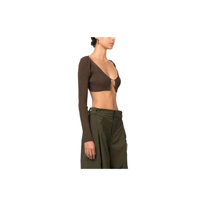 Jacquemus Ribbed Knit Cropped Cardigan-2