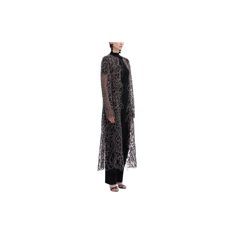 Oscar De La Renta Crystal Embroidered Cord Coat-3
