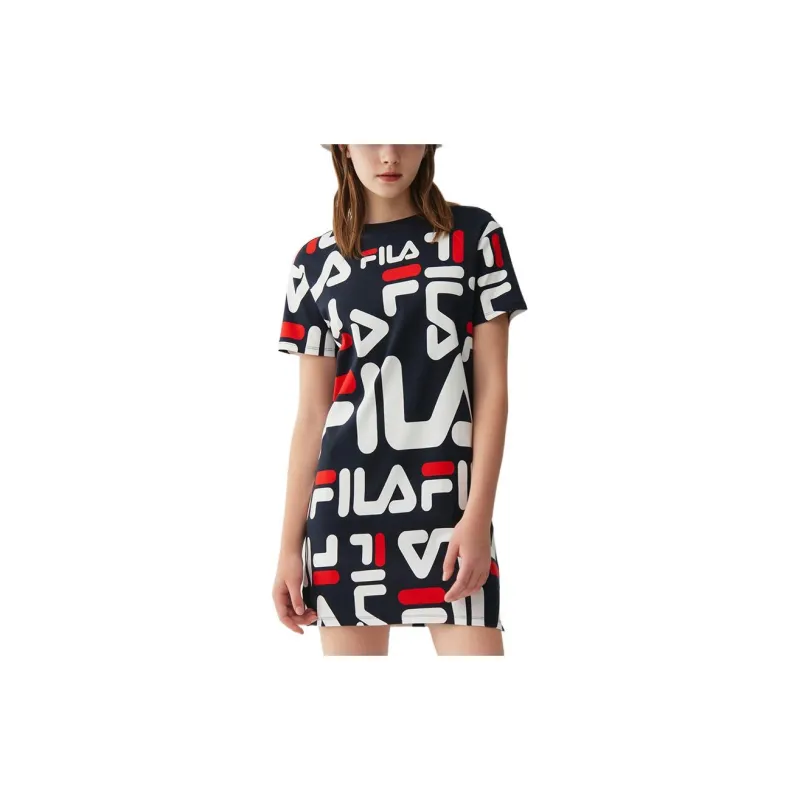 FILA Short Sleeved Dress Women's Navy Blue-3