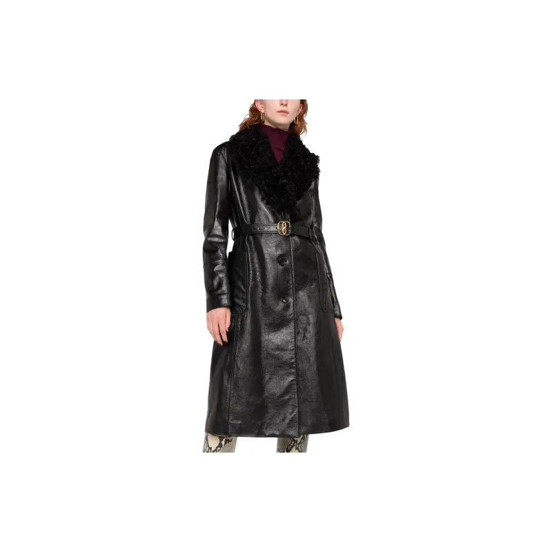 BALLY Shearling-trim Belted Leather Coat-1