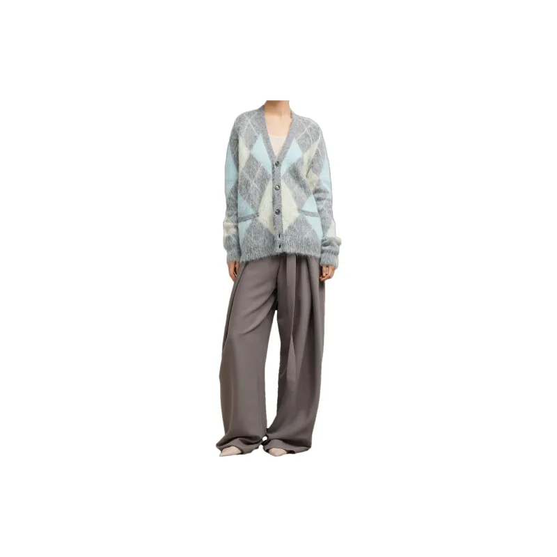 AMIPARIS Argyle Button Up Long Sleeved Cardigan-1
