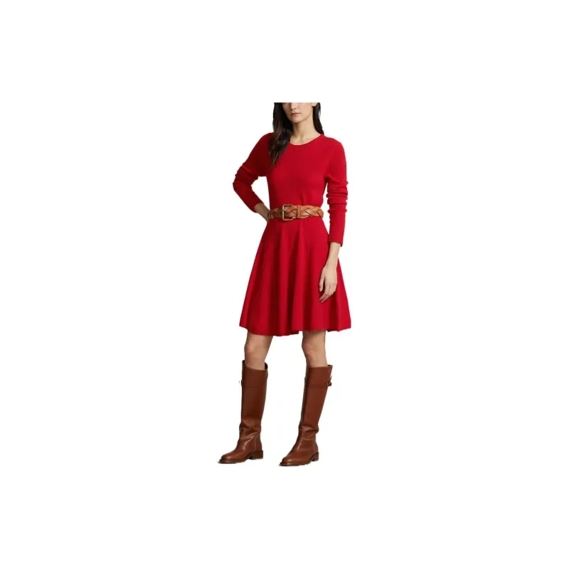 Polo Ralph Lauren SS23 Chinese New Year Collection Long Sleeved Dresses Women's Red-1