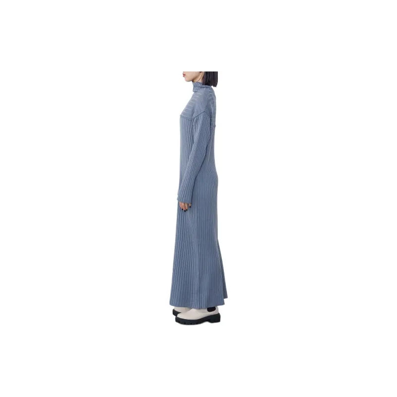 Beams Long Sleeved Dresses Women's Gray Blue-6