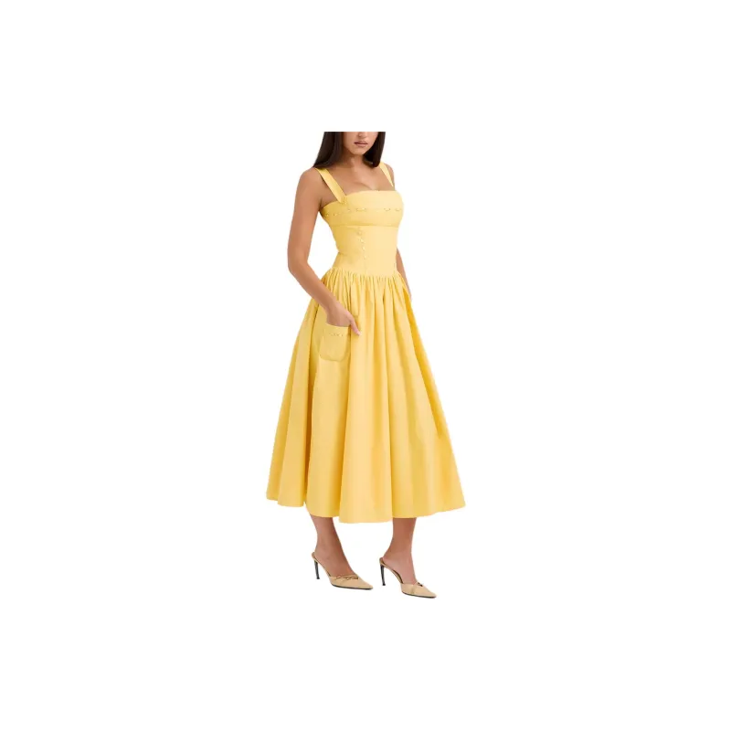 HOUSE OF CB Vivien Slip Dress Women's Apricot/Apricot-5