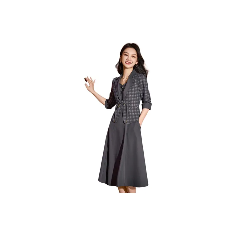 Mylan Two Piece Skirt Sets Women's Gray-4