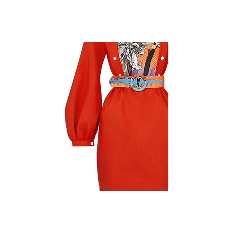 LOUIS VUITTON Long Sleeved Dress Women's Red-1
