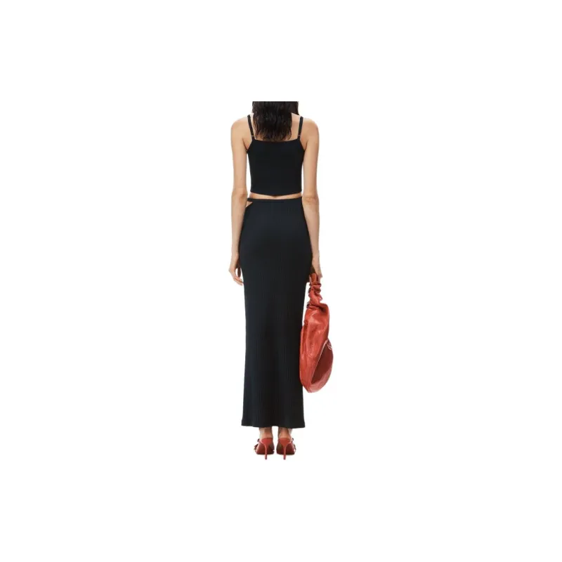 T By Alexander Wang Skinny Woven Label Cami Top Black-4