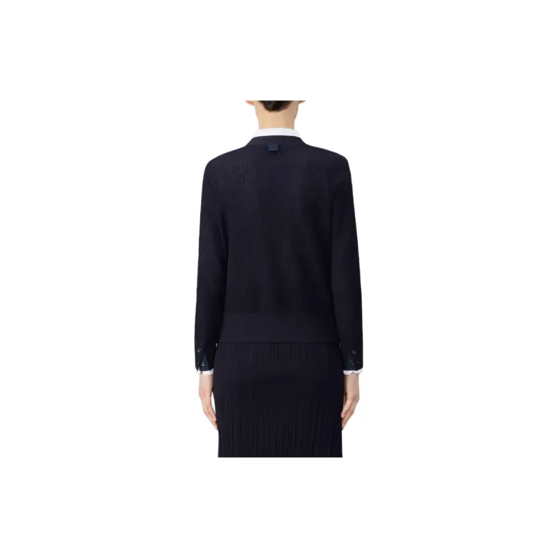 THOM BROWNE V neck Virgin Wool Cardigan-2