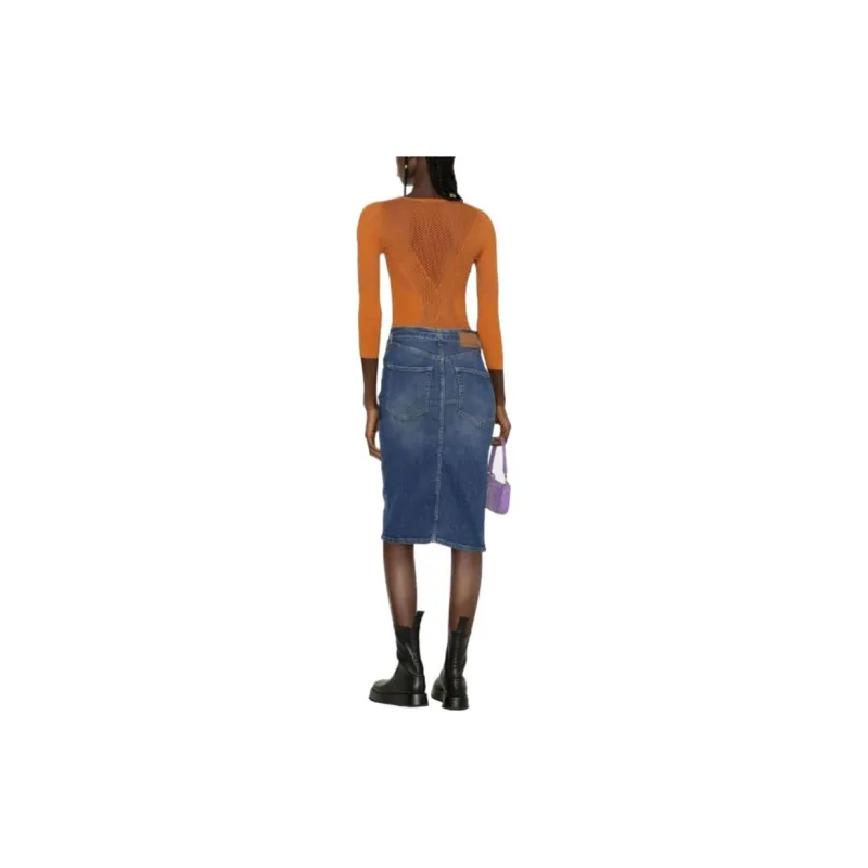 PINKO Denim Long Skirts Women's Blue-2