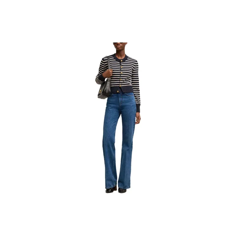 AMIPARIS Logo Embroidered Striped Knitted Cardigan-1