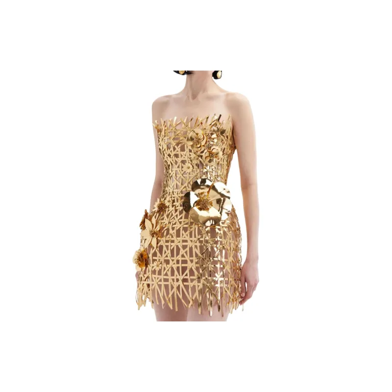 Oscar De La Renta Lattice-embroidered Cut-out Minidress-4
