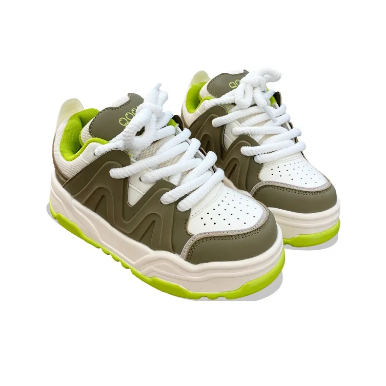 XLAIII Anti Slip Wear Resistant Low Top Casual Shoes Unisex Beige Brown Green-3