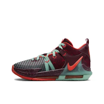 Nike Witness 7 SE Slip Resistant Cushioning Wear Resistant Mid Top Children's Basketball Shoes Red Green Teenagers