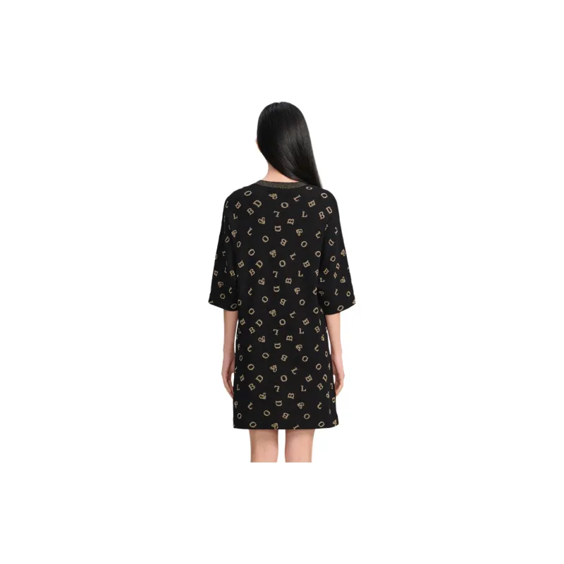 Blood Glitter Short-Sleeved Dresses Women's Black Floral-2