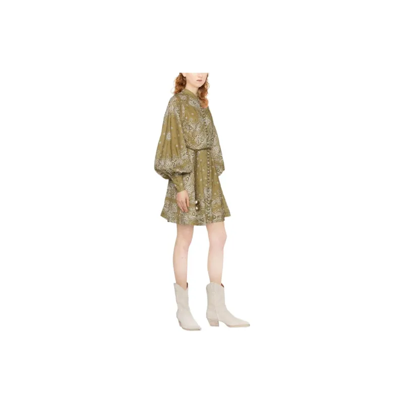 Zimmermann FW22 Long Sleeved Dress Women's Green-2