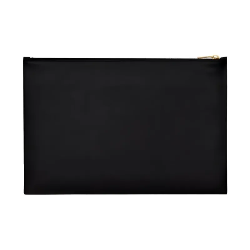 SAINT LAURENT Smooth Finish Calfskin Zip Closure Clutch Extra Large Men's Black-1