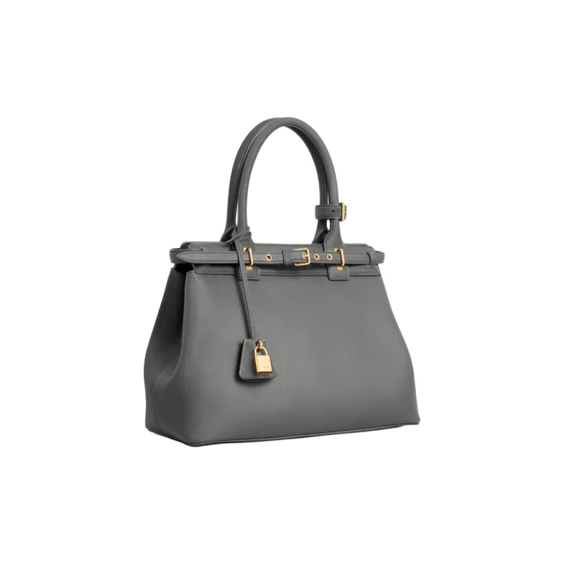 CELINE Calfskin Handbag Women's Smoke Black-1