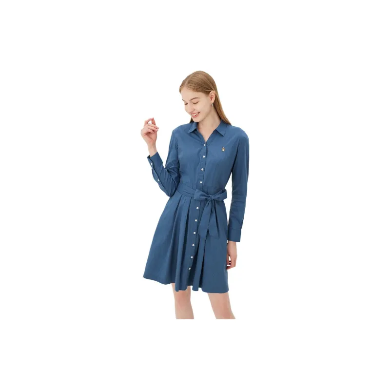 Hush Puppies Long Sleeved Dresses Women's Denim Blue-1