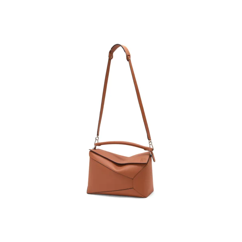 LOEWE Puzzle Cow Leather Shoulder Bag Crossbody Bag Handbag Large Size Women's Tan-2