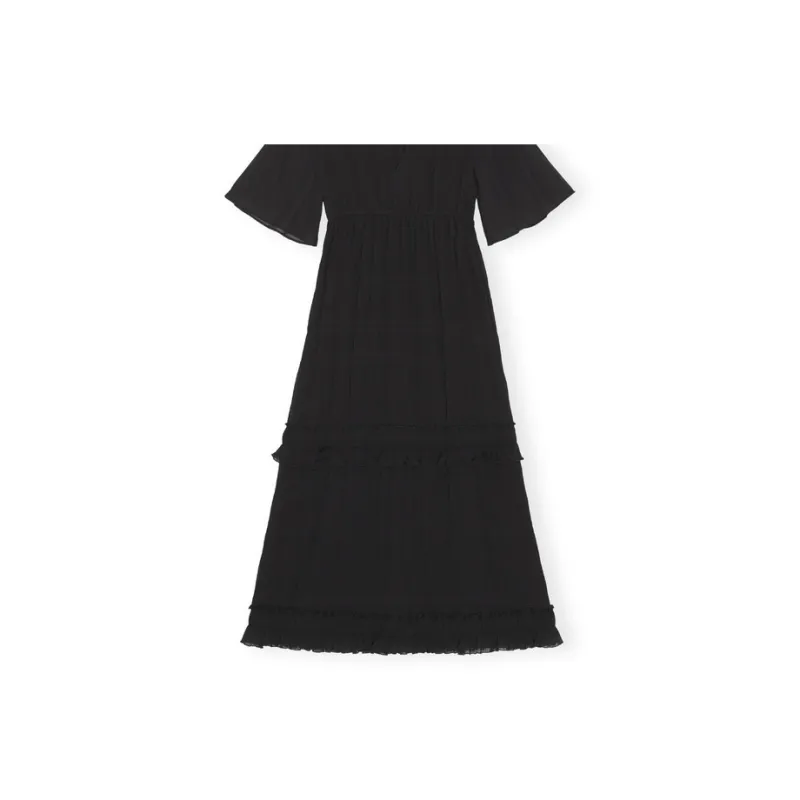 GANNI Pleated Georgette Maxi Dress-2
