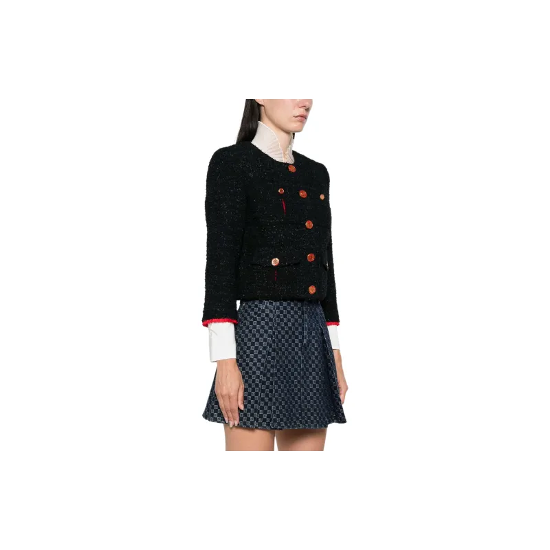 Elisabetta Franchi Crewneck Buttoned Tweed Jacket-3