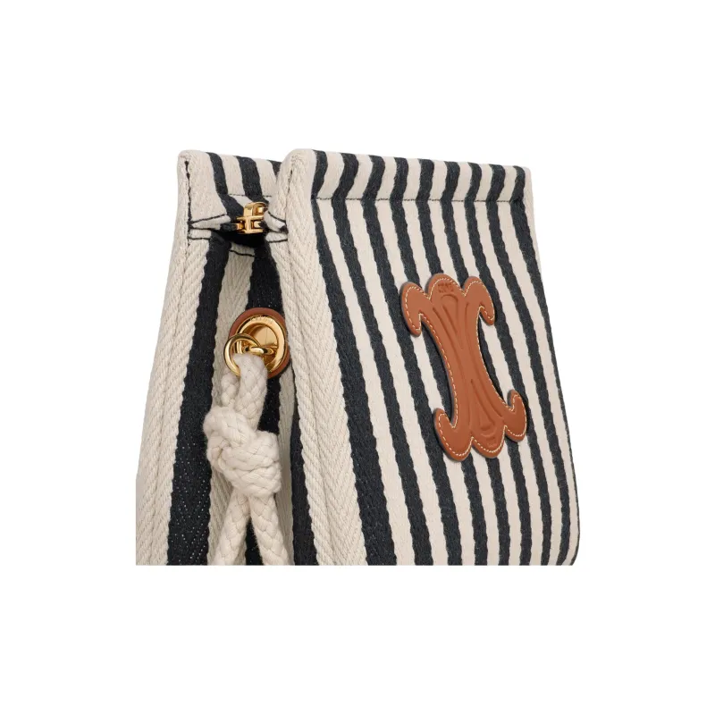 CELINE Fabric With Calfskin Clutch Women's Black & White-3